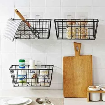 LeleCAT Wall-Mounted Storage Baskets, No Drilling Required