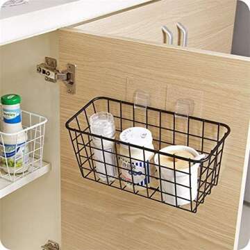 LeleCAT Wall-Mounted Storage Baskets, No Drilling Required