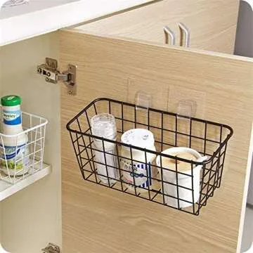 LeleCAT Wall-Mounted Storage Baskets, No Drilling Required