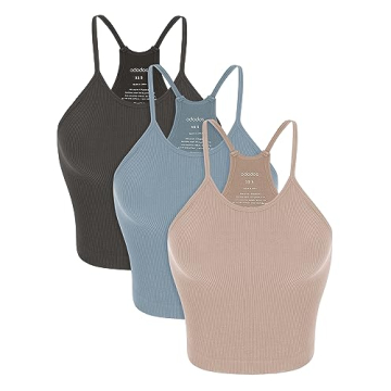 ODODOS Women's Seamless Cami Tops - Soft, Stretchy & Comfortable 3-Pack