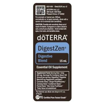 doTERRA DigestZen 15ml - Pure Essential Oil Digestive Blend with Peppermint, Ginger and Other Natural Oils to Help Reduce Gas, Indigestion and Upset Stomach