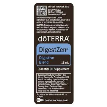 doTERRA DigestZen 15ml - Pure Essential Oil Digestive Blend with Peppermint, Ginger and Other Natural Oils to Help Reduce Gas, Indigestion and Upset Stomach