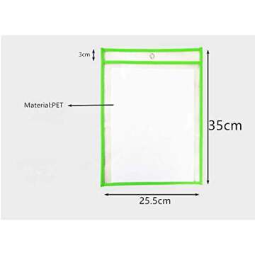 Reusable Dry Erase Pockets Multicolored Dry Erase Sheets 10 pcs 10 X 13 Inch PET Dry Erase Bags + 10 Pack Pen, Suitable for School Families