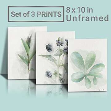 Handmade Floral Wall Art Home Décor, Botanical Flower Watercolor Painting Prints Set of 3, Boho Dec...