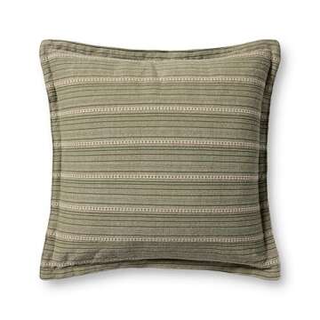 Loloi Chris Loves Julia Howie Collection PCJ0023 Green/Natural 22'' x 22'' Cover w/Down Pillow