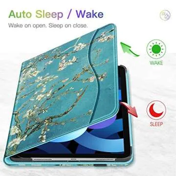 Fintie Case for iPad Air 11-inch M2 (2024), iPad Air 5th / 4th Generation (2022/2020) 10.9 Inch, Multi-Angle Viewing Protective Cover with Pencil Holder & Pocket, Blossom