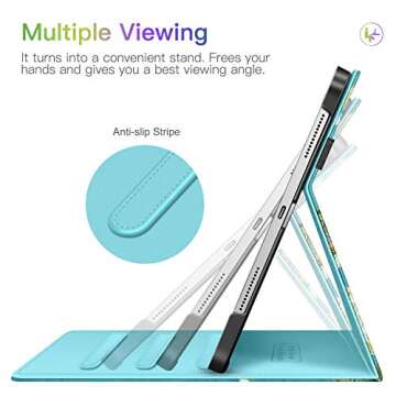Fintie Case for iPad Air 11-inch M2 (2024), iPad Air 5th / 4th Generation (2022/2020) 10.9 Inch, Multi-Angle Viewing Protective Cover with Pencil Holder & Pocket, Blossom