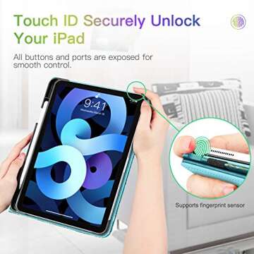 Fintie Case for iPad Air 11-inch M2 (2024), iPad Air 5th / 4th Generation (2022/2020) 10.9 Inch, Multi-Angle Viewing Protective Cover with Pencil Holder & Pocket, Blossom