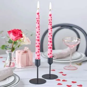 JarThenaAMCS 6Pcs Heart Taper Candles 10 Inch Valentine Pink Red Heart Decorative Candles Long Unscented Candle Sticks for Birthday Wedding Anniversary Party Home Table Decor
