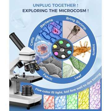PalliPartners Compound Microscope Powerful Biological Microscopes for School Laboratory Home Educati...