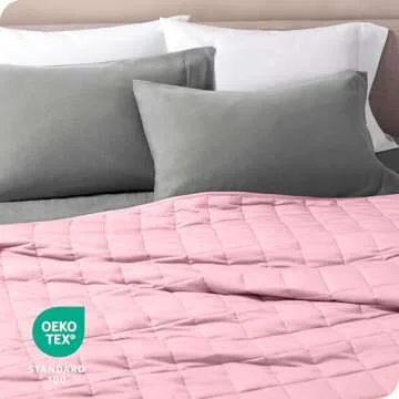 Bare Home Weighted Blanket All-Natural 100% Cotton with Nontoxic Glass Beads 40"x60" 10lbs, Light Pink