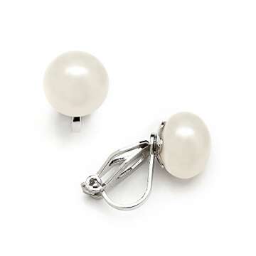Mariell 9mm Ivory Shell Pearl Clip-On Earrings - Luxurious Freshwater-Look Pearl Button Style Clip Ons