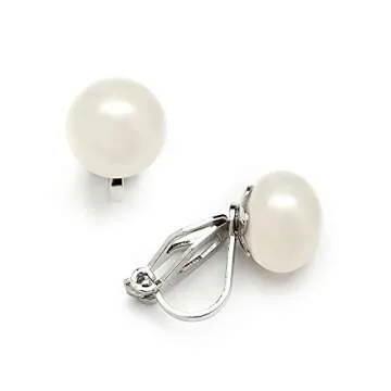 Mariell 9mm Ivory Shell Pearl Clip-On Earrings - Luxurious Freshwater-Look Pearl Button Style Clip Ons
