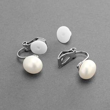 Mariell 9mm Ivory Shell Pearl Clip-On Earrings - Luxurious Freshwater-Look Pearl Button Style Clip Ons