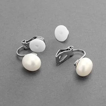 Mariell 9mm Ivory Shell Pearl Clip-On Earrings - Luxurious Freshwater-Look Pearl Button Style Clip Ons