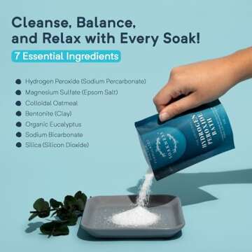 Soakness Hydrogen Peroxide Epsom Salt Bath Soak & Foot Spa (2-Pack) – Patented Formula for Muscle ...