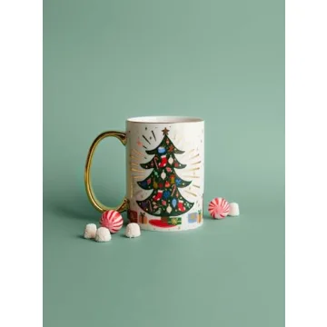 RIFLE PAPER CO. Holiday Tree Porcelain Mug for Festive Gatherings