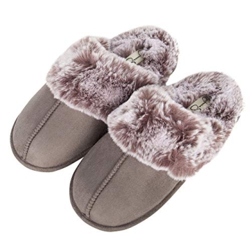 Jessica Simpson Faux Fur Memory Foam Slippers - Cozy Comfort
