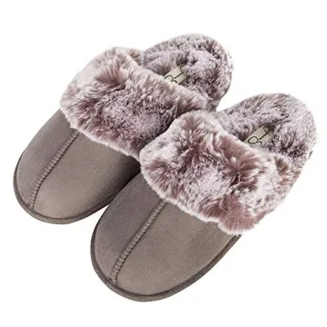 Jessica Simpson Faux Fur Memory Foam Slippers - Cozy Comfort