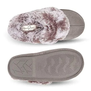 Jessica Simpson Faux Fur Memory Foam Slippers - Cozy Comfort