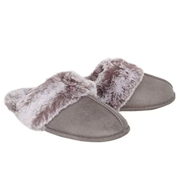 Jessica Simpson Faux Fur Memory Foam Slippers - Cozy Comfort