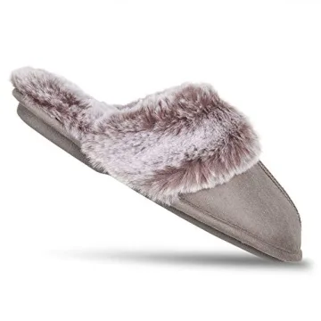 Jessica Simpson Faux Fur Memory Foam Slippers - Cozy Comfort