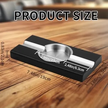 Premium Black Wooden Cigar Ashtray for Men