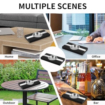 Premium Black Wooden Cigar Ashtray for Men