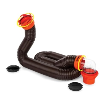 Camco RhinoFLEX 15-Ft RV Sewer Hose Kit - Clear Elbow & 4-in-1 Adapter