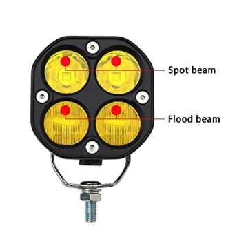STDYSUN LED Combo Yellow Ditch Lights Pod Lights Driving Fog Lights 2Pcs 3Inch 40W Waterproof Offroad Driving Lights Work Auxiliary Lights Fit for Auto Car Truck ATV UTV Boat Golf Motorcycle