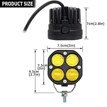 STDYSUN LED Combo Yellow Ditch Lights Pod Lights Driving Fog Lights 2Pcs 3Inch 40W Waterproof Offroad Driving Lights Work Auxiliary Lights Fit for Auto Car Truck ATV UTV Boat Golf Motorcycle