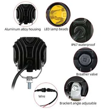 STDYSUN LED Combo Yellow Ditch Lights Pod Lights Driving Fog Lights 2Pcs 3Inch 40W Waterproof Offroad Driving Lights Work Auxiliary Lights Fit for Auto Car Truck ATV UTV Boat Golf Motorcycle