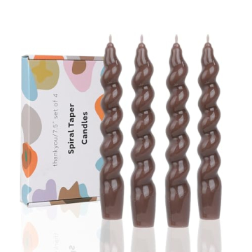 Elegant Brown Spiral Taper Dinner Candles - 7.6" Dripless Set of 3