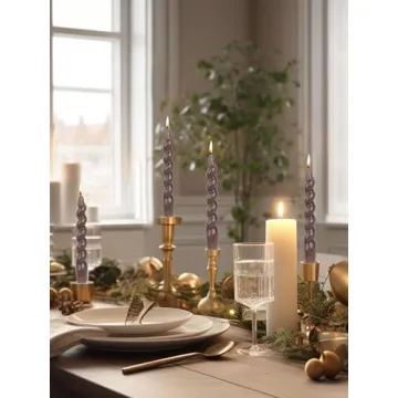 Elegant Brown Spiral Taper Dinner Candles Set 7.6" Dripless