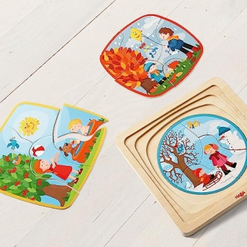 HABA 4-Layer Wooden Puzzle: Fun & Educational Seasons