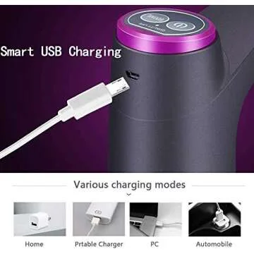 Cozy BlueWater Dispenser, Portable Water Bottle Pump for Universal 3, 4 and 5 Gallon with USB Electric Charging and Automatic Off Switch (Black)