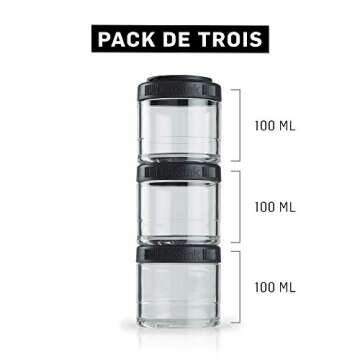 BlenderBottle GoStak Food Storage Containers for Protein Powder, Healthy Snacks, and Portion Control...