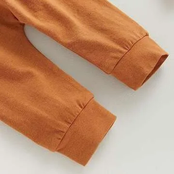 Lamuusaa Newborn Baby Boy Halloween Outfit Cutest Pumpkin Long Sleeve Romper Shirts Long Pants Hat Halloween Clothes