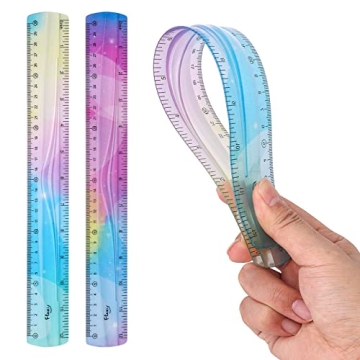 Grevosea 2 Pieces Flexible Ruler Set - Shatterproof & Bendable Measuring Tool for Students and Profe...