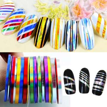 36 pcs 1mm 2mm 3mm Popular Nail Striping Tape Line for Nails Decorations DIY Nail Art Self-Adhesive ...