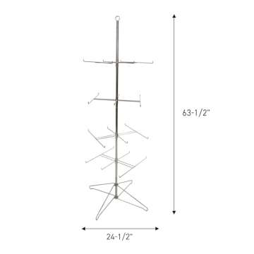 SSWBasics 4-Tier Chrome Wire Spinner Rack (4 tiers - space 12” apart) - Rotating Jewelry Display Organizer - Floor Spinner Rack - Perfect for Food Items and Fashion Accessories