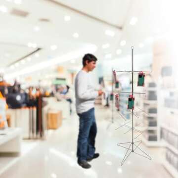 SSWBasics 4-Tier Chrome Wire Spinner Rack (4 tiers - space 12” apart) - Rotating Jewelry Display Organizer - Floor Spinner Rack - Perfect for Food Items and Fashion Accessories