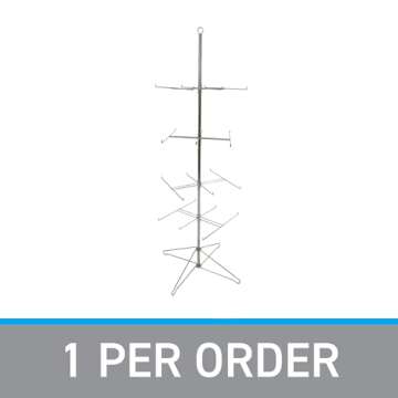 SSWBasics 4-Tier Chrome Wire Spinner Rack (4 tiers - space 12” apart) - Rotating Jewelry Display Organizer - Floor Spinner Rack - Perfect for Food Items and Fashion Accessories