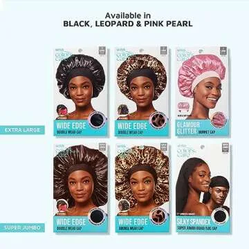 KISS Colors & Care Silky Satin Wide Edge Double Wear Cap XL, Black, Double Sided Reversible Design, Premium Charmeuse Fabric, Protects styles & Retains Moisture, Slip-Free, Comfortable & Durable Overnight Hair Bonnet, All Hair Types & Styles