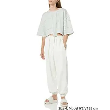 rare/self All-Gender Exposed Seams Terry Knit Boxy Crew Neck Top, Digital Mist, 4