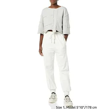 rare/self All-Gender Exposed Seams Terry Knit Boxy Crew Neck Top, Digital Mist, 4