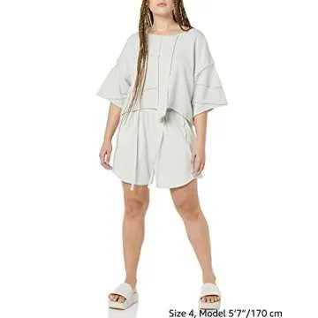 rare/self All-Gender Exposed Seams Terry Knit Boxy Crew Neck Top, Digital Mist, 4