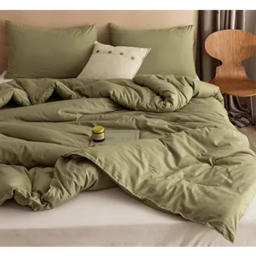 ROSGONIA King Size Comforter Set - Soft Olive Green Bedding