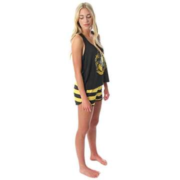 INTIMO Harry Potter Women's Hogwarts House Racerback Tank Shorts Pajama (Hufflepuff, X-Large)