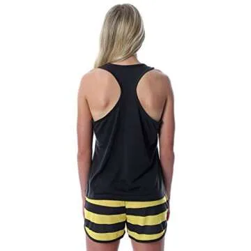 INTIMO Harry Potter Women's Hogwarts House Racerback Tank Shorts Pajama (Hufflepuff, X-Large)